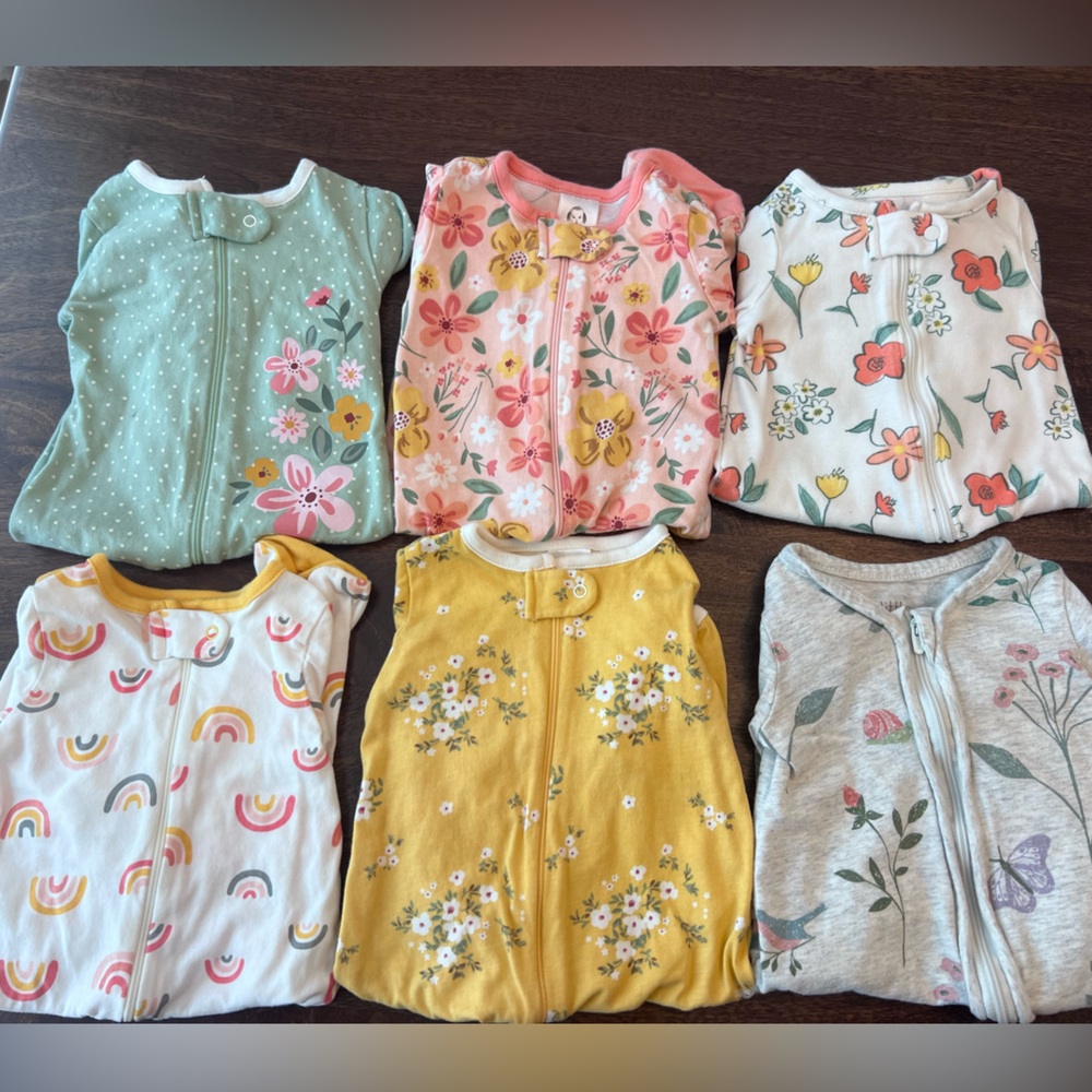 0-3 Months Baby Girl Footie Pajamas Bundle